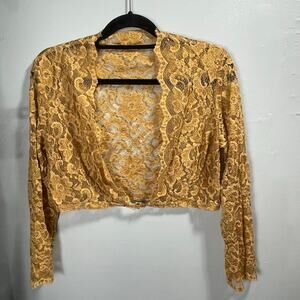 VTG Gold Lace Whimsigoth Women's L/XL Cropped Shrug Cottage Fairy